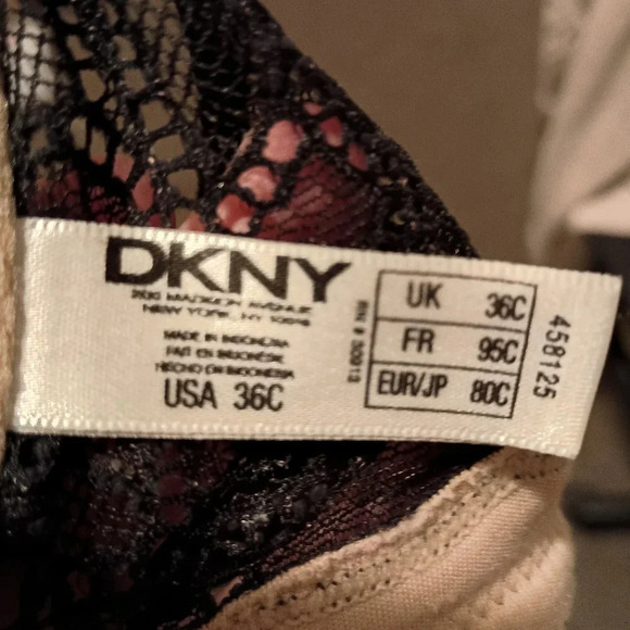 DKNY gold and black polka dot lace bra (#965) - Picture 2 of 6